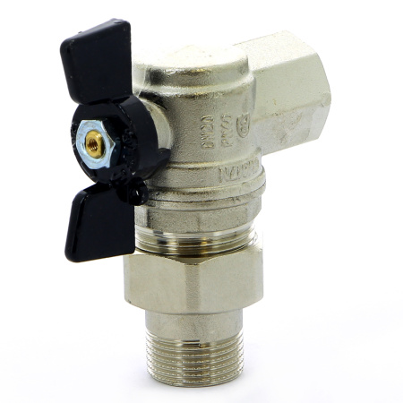 Кран шаровой Oregon Bugatti НВ угловой с разъемным соединением бабочка 3/4