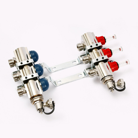 Коллекторная группа с расходомерами и термостатическими вентилями UNI-FITT 1x3/4ЕК 3 выхода