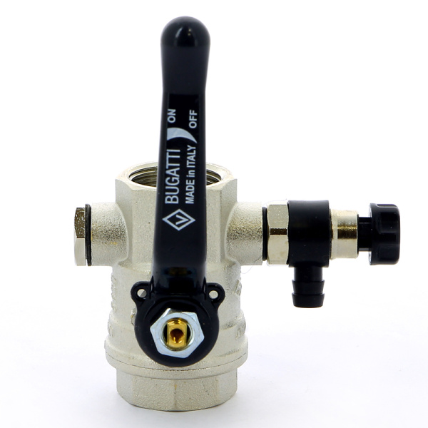 Кран шаровой Oregon Bugatti ВВ с заглушкой и дренажным вентилем рычаг 3/4