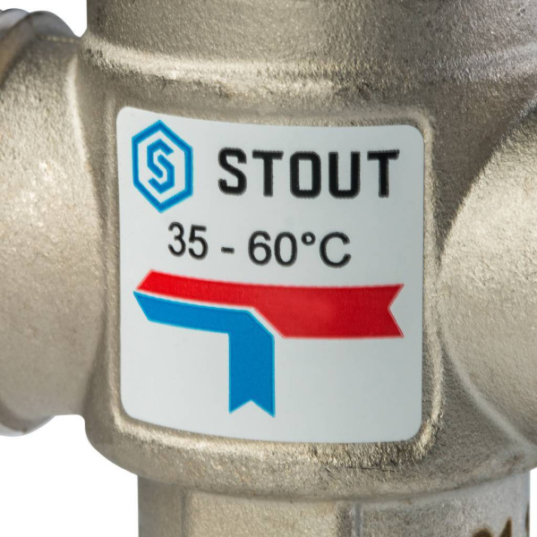 STOUT  Термостатический смесительный клапан для систем отопления и ГВС 1 НР   35-60°С KV 1,6