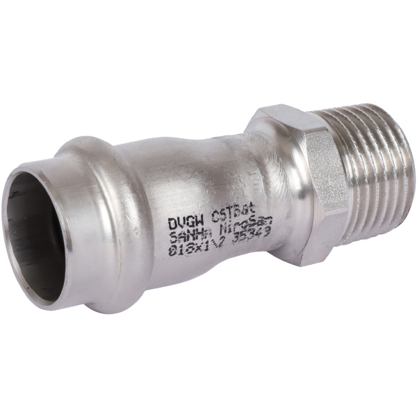 Sanha  9243G пресс-фит. нерж.сталь, ниппель перех.ВПр-НР, 18x1/2