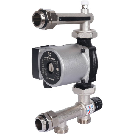 STOUT  Насосно-смесительный узел с термостатическим клапаном 20-43°C жидкокристаллическим термометром, с насосом UPSO 25-65, 130 mm