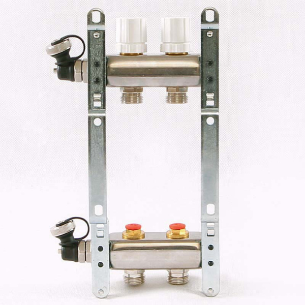 Коллекторная группа из нержавеющей стали с регулировочными и термостатическими вентилями UNI-FITT 1x3/4ЕК 2 выхода