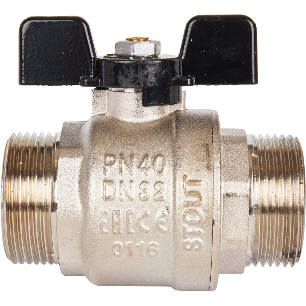 STOUT  Кран шаровой полнопроходной, НР/НР, ручка бабочка 1 1/4