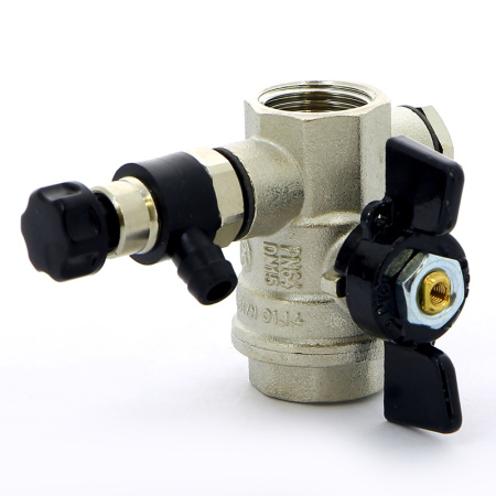 Кран шаровой Oregon Bugatti ВВ с заглушкой и дренажным вентилем бабочка 1/2