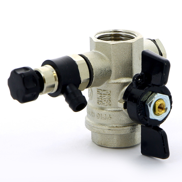 Кран шаровой Oregon Bugatti ВВ с заглушкой и дренажным вентилем бабочка 1/2