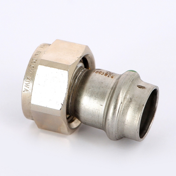 Муфта пресс-В с накидной гайкой и плоской прокладкой нержавеющая сталь Sanpress Inox VIEGA 18x3/4