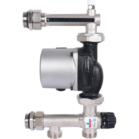 STOUT  Насосно-смесительный узел с термостатическим клапаном 20-43°C жидкокристаллическим термометром, с насосом UPSO 25-65, 130 mm
