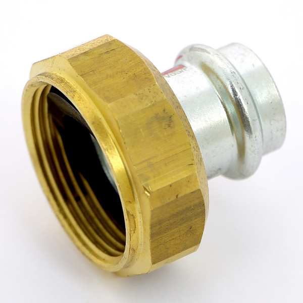 Муфта пресс-В с накидной гайкой и плоской прокладкой оцинкованная сталь Prestabo VIEGA 22х11/4