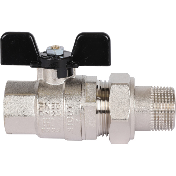 STOUT  Кран шаровой полнопроходной, ВР/НР, ручка бабочка 3/4, американка