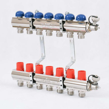 Коллекторная группа с балансировочными и термостатическими вентилями UNI-FITT 1x3/4ЕК 7 выходов