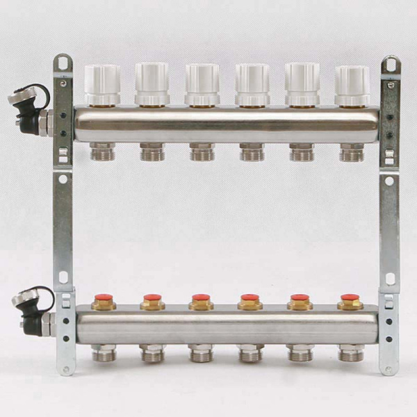Коллекторная группа из нержавеющей стали с регулировочными и термостатическими вентилями UNI-FITT 1x3/4ЕК 6 выходов Коллекторная группа из нержавеющей стали с регулировочными и термостатическими вентилями UNI-FITT 1x3/4ЕК 6 выходов