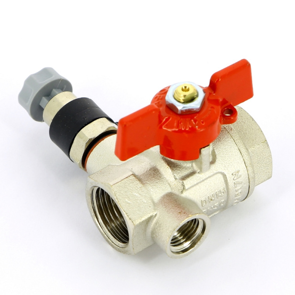 Кран шаровой ВВ с дренажным вентилем UNI-FITT 1/2 заглушка 1/4 бабочка