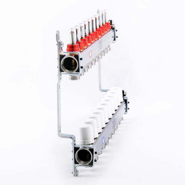 Коллекторная группа из нержавеющей стали с термостатическими вентилями и расходомерами UNI-FITT 1x3/4ЕК 10 выходов Коллекторная группа из нержавеющей стали с термостатическими вентилями и расходомерами UNI-FITT 1x3/4ЕК 10 выходов