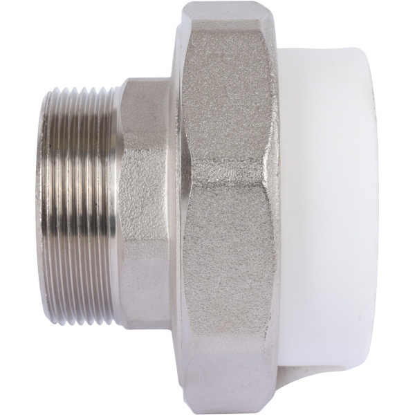 Политэк Политэк White fittings 63х2 Муфта разъемная с наружной резьбой для полипропиленовых труб под сварку (цвет белый)