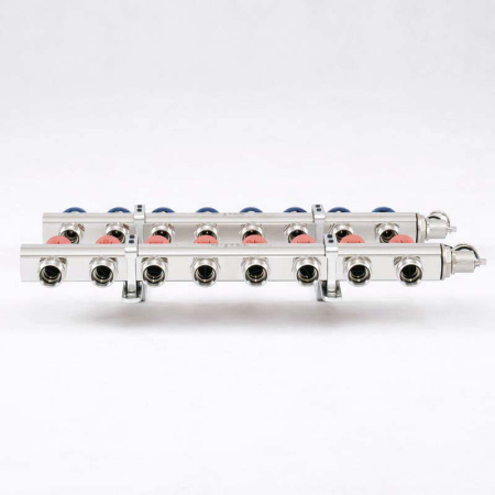 Коллекторная группа с балансировочными и термостатическими вентилями UNI-FITT 1x3/4ЕК 8 выходов