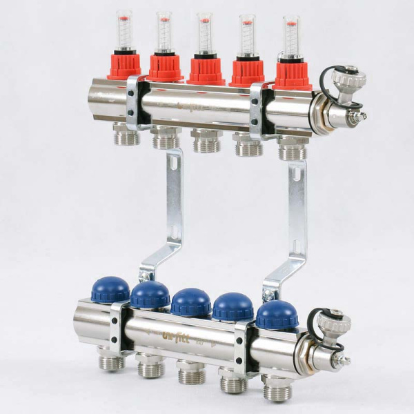 Коллекторная группа с расходомерами и термостатическими вентилями UNI-FITT 1x3/4ЕК 5 выходов Коллекторная группа с расходомерами и термостатическими вентилями UNI-FITT 1x3/4ЕК 5 выходов