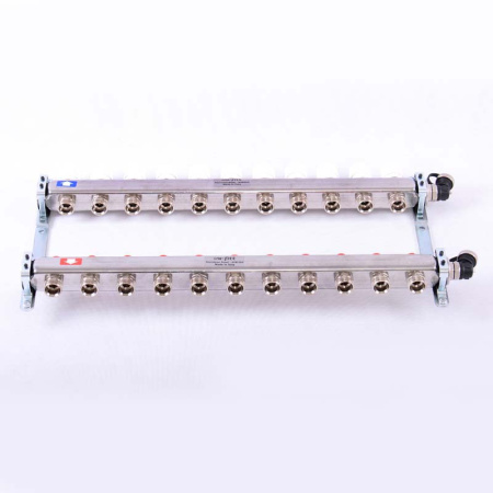 Коллекторная группа из нержавеющей стали с регулировочными и термостатическими вентилями UNI-FITT 1x3/4ЕК 11 выходов