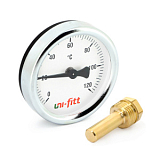 Термометр UNI-FITT погружной аксиальный 120 С, диаметр 80 мм, гильза 50 мм, 1/2H