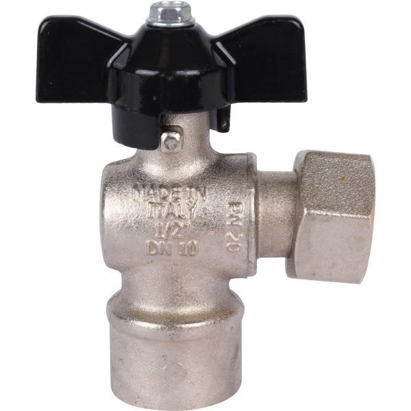 STOUT  Кран шаровой с накидной гайкой угловой, ВР/накидная гайка, ручка бабочка 1/2x1/2