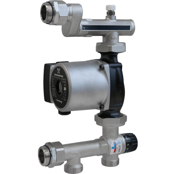 STOUT  SDG-0120-005011 STOUT Насосно-смесительный узел с термостатическим клапаном 20-55°C, с насосом UPSO 25-65, 130 mm