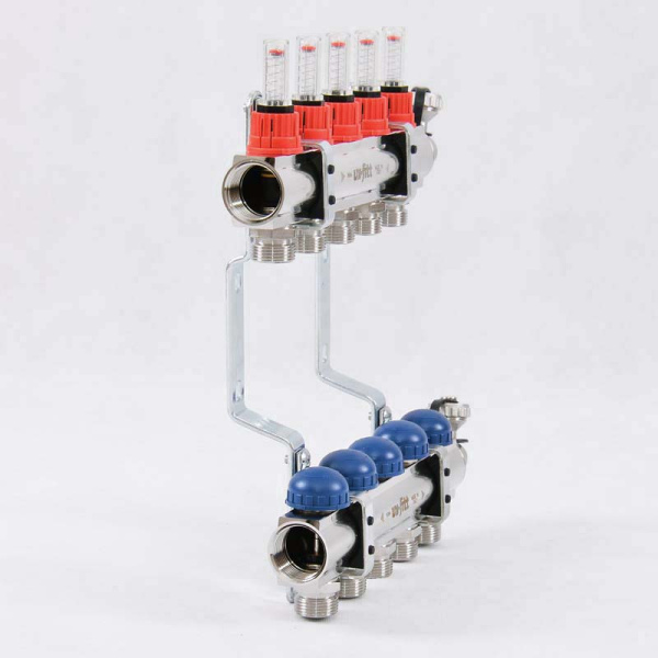 Коллекторная группа с расходомерами и термостатическими вентилями UNI-FITT 1x3/4ЕК 5 выходов Коллекторная группа с расходомерами и термостатическими вентилями UNI-FITT 1x3/4ЕК 5 выходов