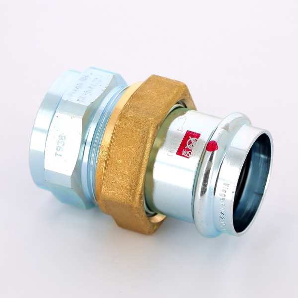 Муфта пресс-В с накидной гайкой и плоской прокладкой нелегир. сталь Prestabo VIEGA 42х11/2