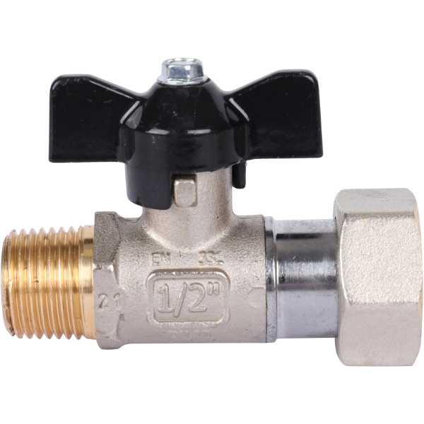 STOUT  Кран шаровой с накидной гайкой, НР/накидная гайка, ручка бабочка 1/2x3/4