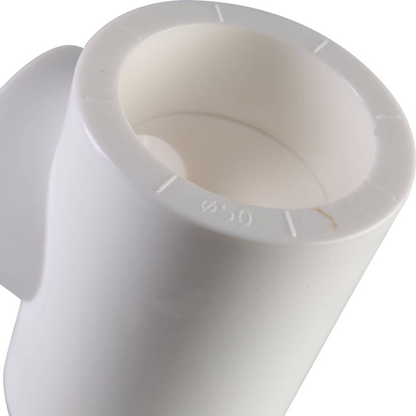 Политэк  50х40х50 Тройник переходной для полипропиленовых труб под сварку (цвет белый)