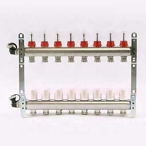 Коллекторная группа 1 Uni-Fitt 450A нерж. сталь 13 выходов 3/4 с расходомерами и термостатическими вентилями с авт.воздухоотводчиком