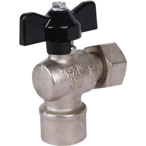 STOUT  Кран шаровой с накидной гайкой угловой, ВР/накидная гайка, ручка бабочка 1/2x1/2