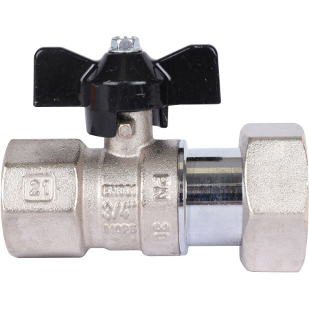 STOUT  Кран шаровой с накидной гайкой, ВР/накидная гайка, ручка бабочка 3/4x1