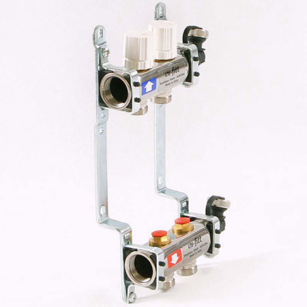 Коллекторная группа из нержавеющей стали с регулировочными и термостатическими вентилями UNI-FITT 1x3/4ЕК 2 выхода