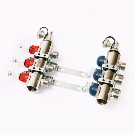 Коллекторная группа с расходомерами и термостатическими вентилями UNI-FITT 1x3/4ЕК 3 выхода