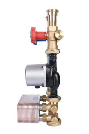 STOUT SDG-0038 Насосная группа с теплообменником 28 пластин,с насосом Grundfos UPSO 25-65 в теплоизоляции