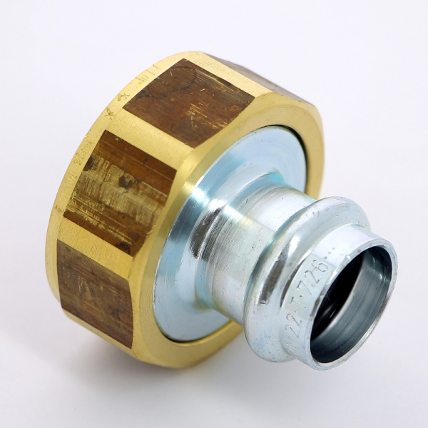 Муфта пресс-В с накидной гайкой и плоской прокладкой оцинкованная сталь Prestabo VIEGA 22х11/2