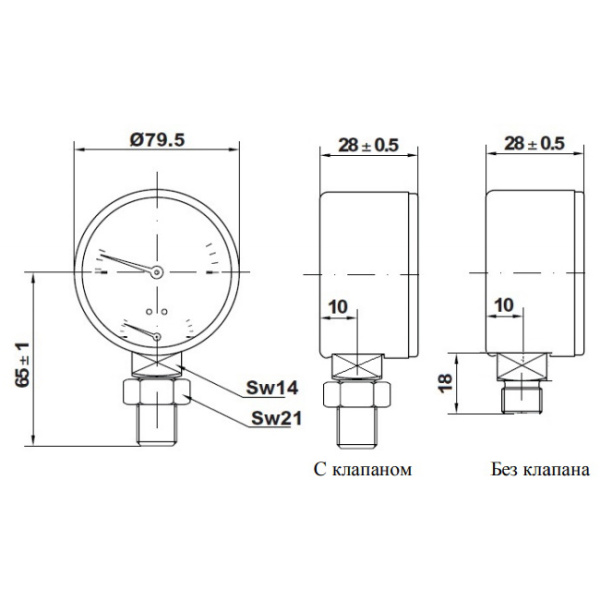 Термоманометр Watts F+R 828/4, радиальный
