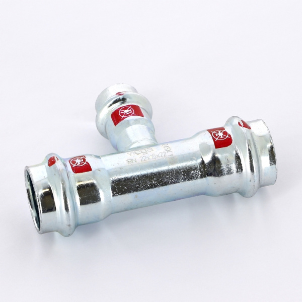 Тройник пресс оцинкованная сталь Prestabo VIEGA 22х15х22