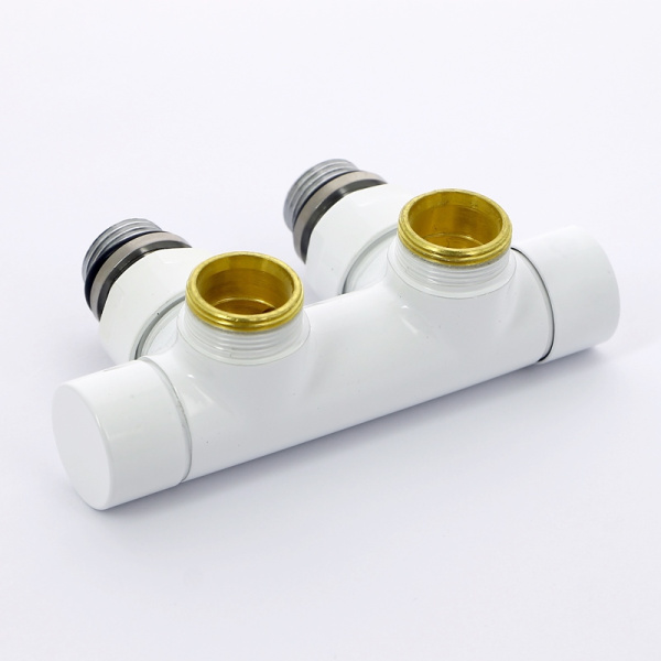 Узел ручной угловой Carlo Poletti с запорным клапаном без байпаса V48100EESB цвет белый