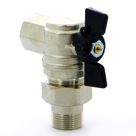 Кран шаровой Oregon Bugatti НВ угловой с разъемным соединением бабочка 3/4