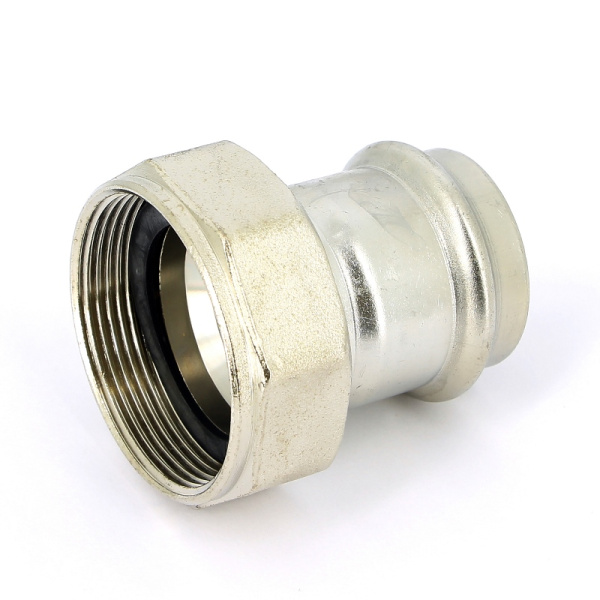 Муфта пресс-В с накидной гайкой и плоской прокладкой нержавеющая сталь Sanpress Inox VIEGA 42x2