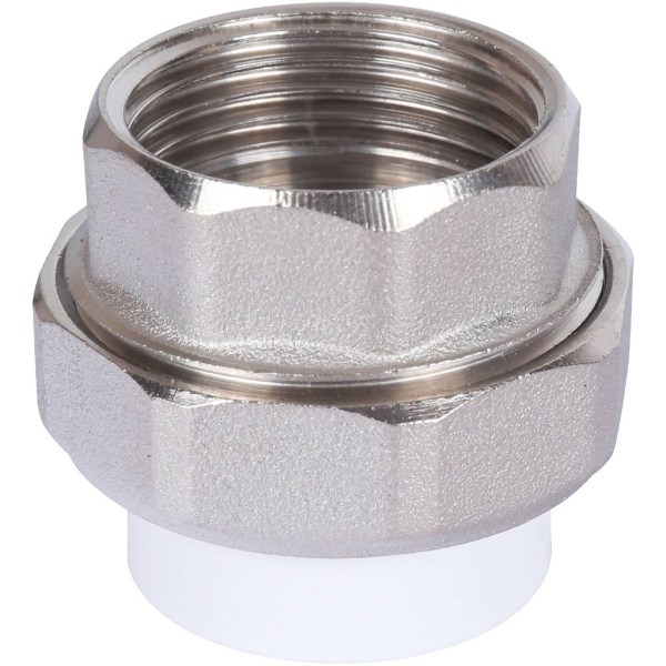 Политэк  25х1 Муфта разъемная с внутренней резьбой для полипропиленовых труб под сварку (цвет белый)