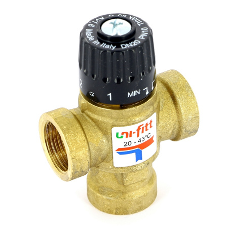 Клапан В термосмесительный Uni-Fitt 3/4 20-43°С, Kvs 1,6 смешение боковое