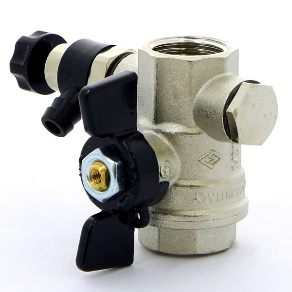 Кран шаровой Oregon Bugatti ВВ с заглушкой и дренажным вентилем бабочка 1/2