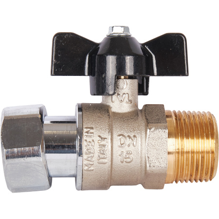 STOUT  Кран шаровой с накидной гайкой, НР/накидная гайка, ручка бабочка 3/4x3/4