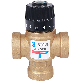 STOUT  Термостатический смесительный клапан для систем отопления и ГВС 3/4  ВР   35-60°С KV 1,6 SVM-0110-166020
