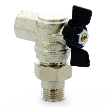 Кран шаровой Oregon Bugatti НВ угловой с разъемным соединением бабочка 1/2