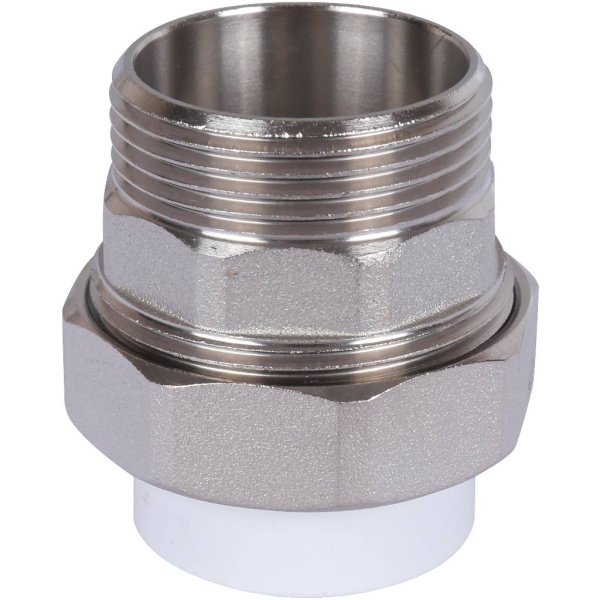 Политэк  32х1 1/4 Муфта разъемная с наружной резьбой для полипропиленовых труб под сварку (цвет белый)