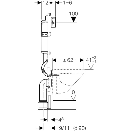 Модуль Geberit Duofix для подвесного унитаза, 112 см, с бачком Delta 12 см, клавиша Delta51, белый