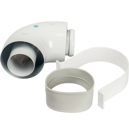 Комплект Stout отвод коаксиальный 90 градусов DN60/100, п/м уплотнения и хомут в комплекте (с логотипом)